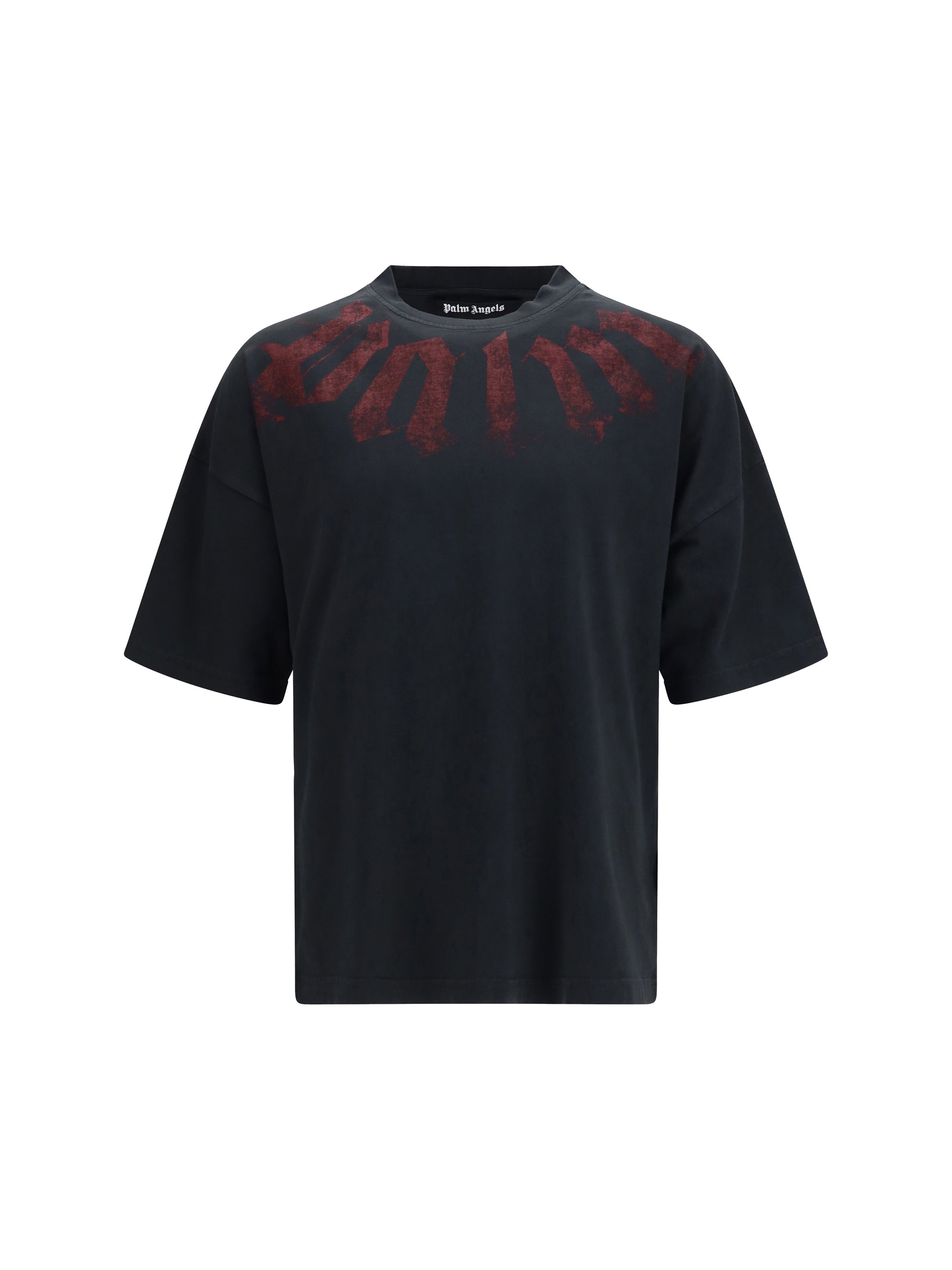 Distressed Big Neck Logo T-Shirt — Black