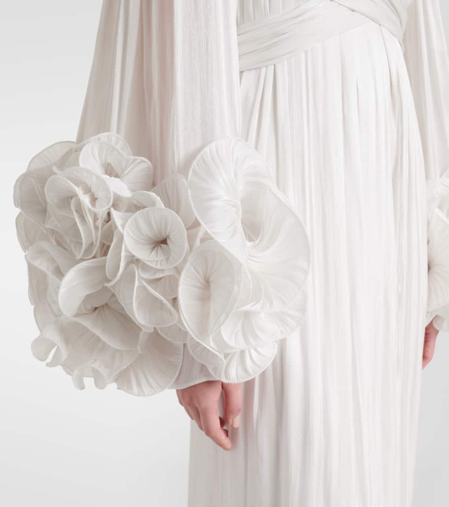 Ruffled pleated gown
