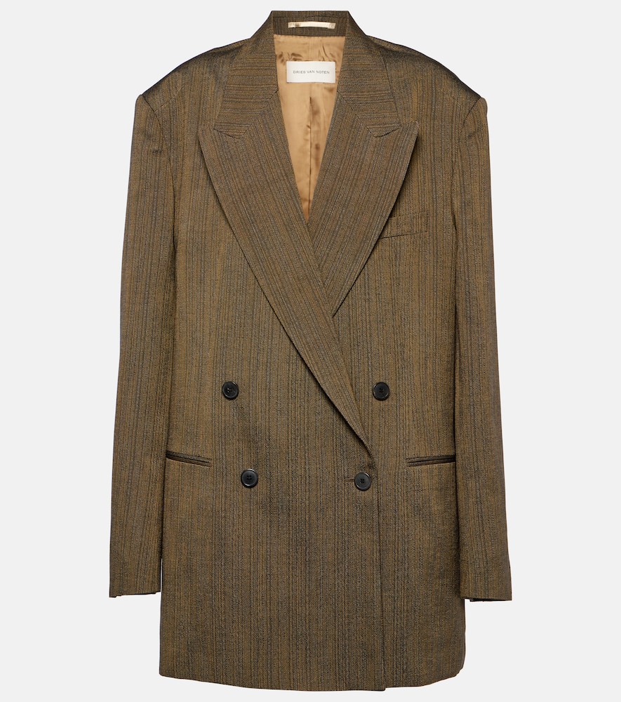 Double-breasted cotton-blend blazer