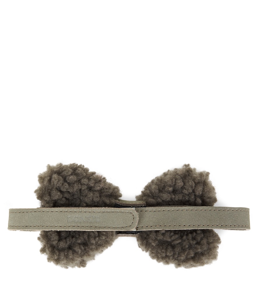 Furro leather-trimmed teddy bow tie