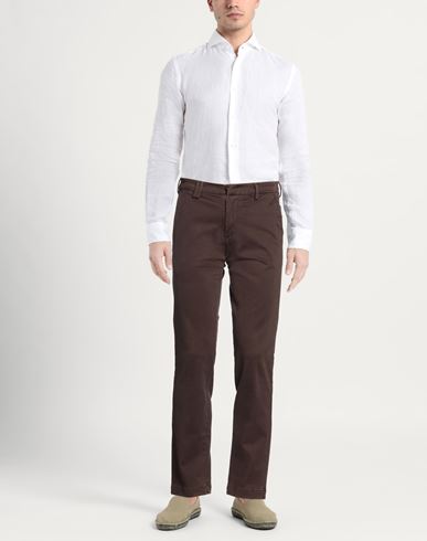 Man Pants Dark brown Size 31 Cotton, Elastane