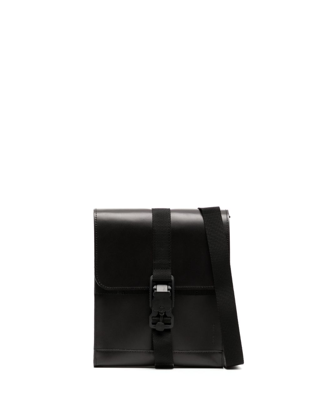 Embossed-logo leather shoulder bag - Black