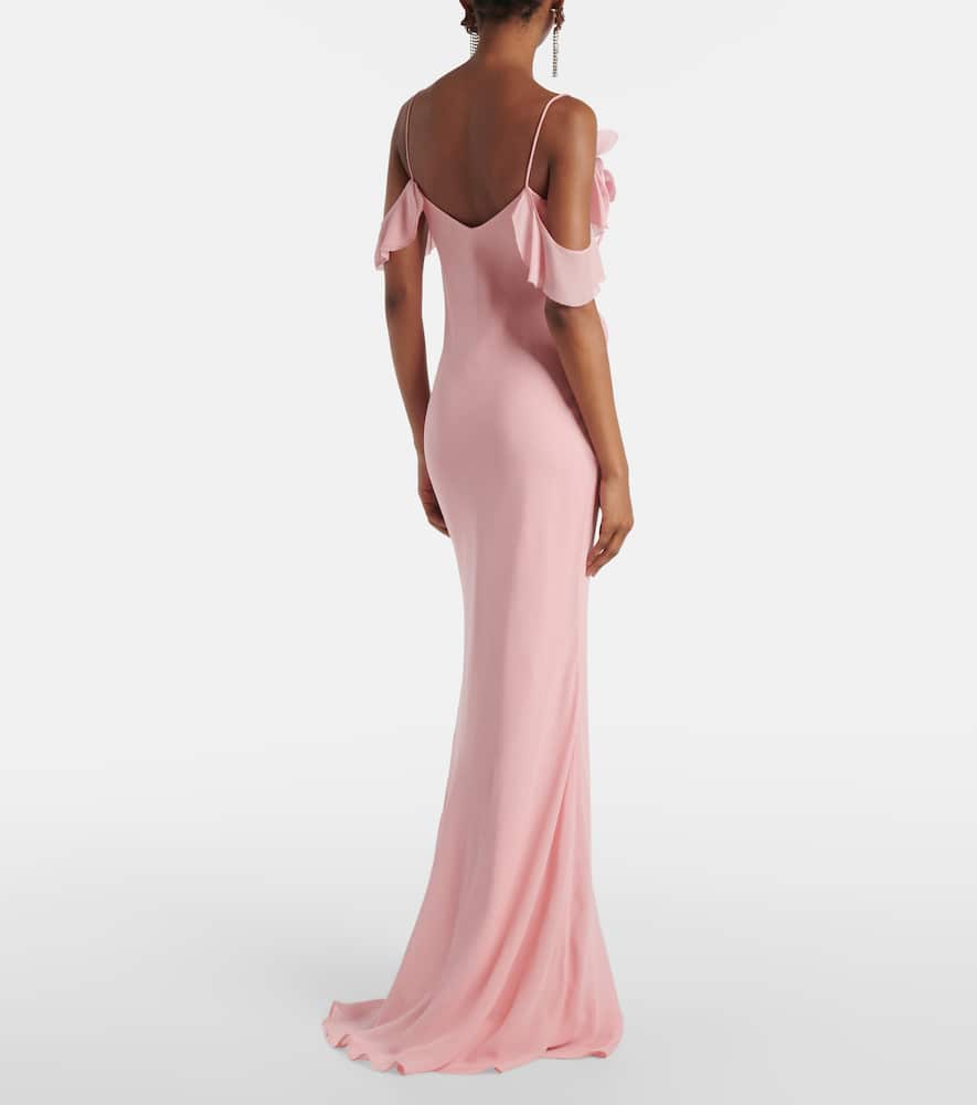 Self-Portrait Floral-appliqué georgette gown