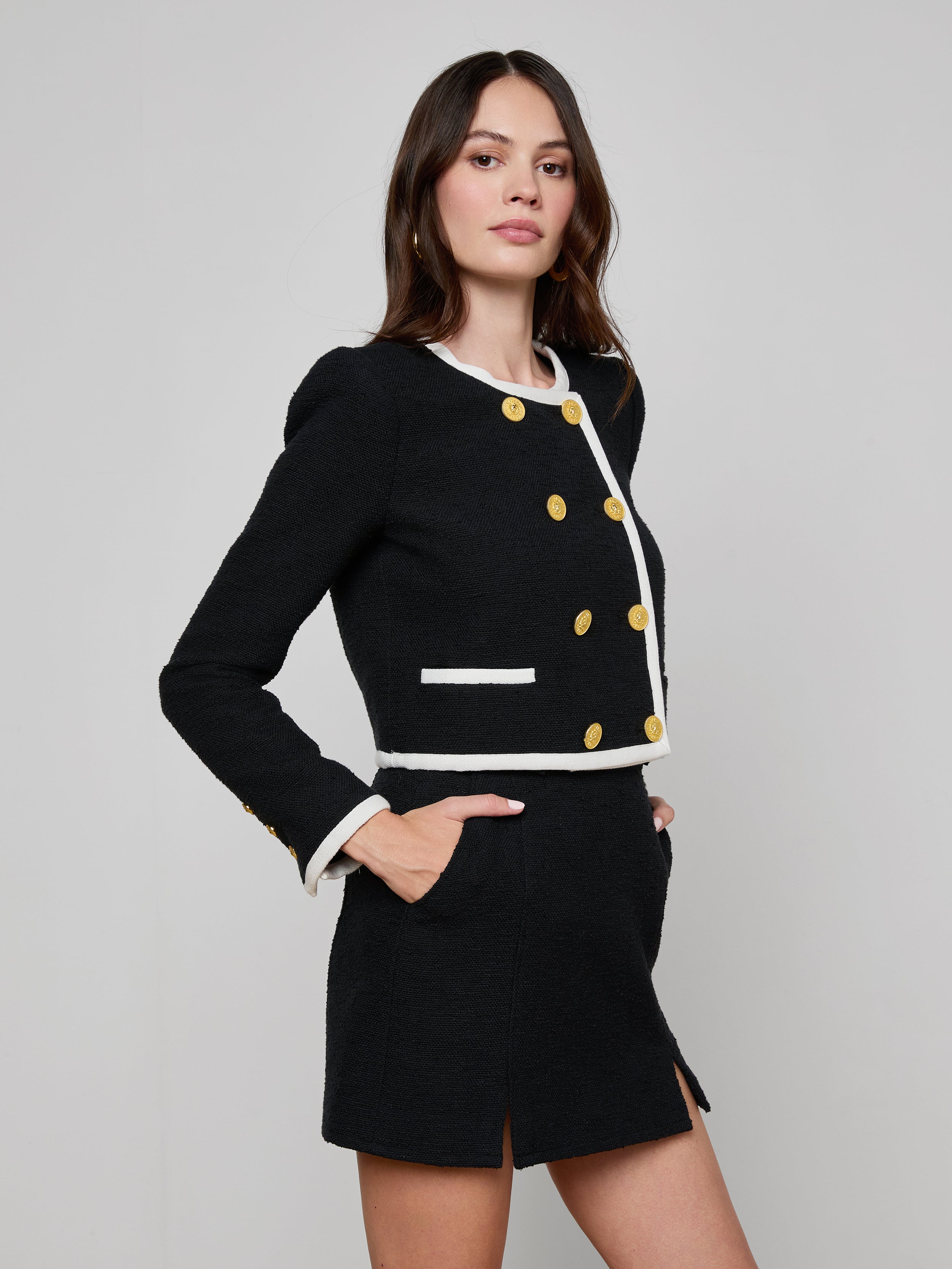 Mazikeen Tweed Jacket In Black/white