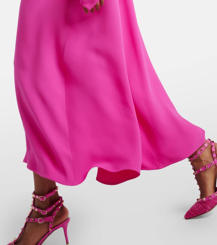 VGold caped silk maxi dress