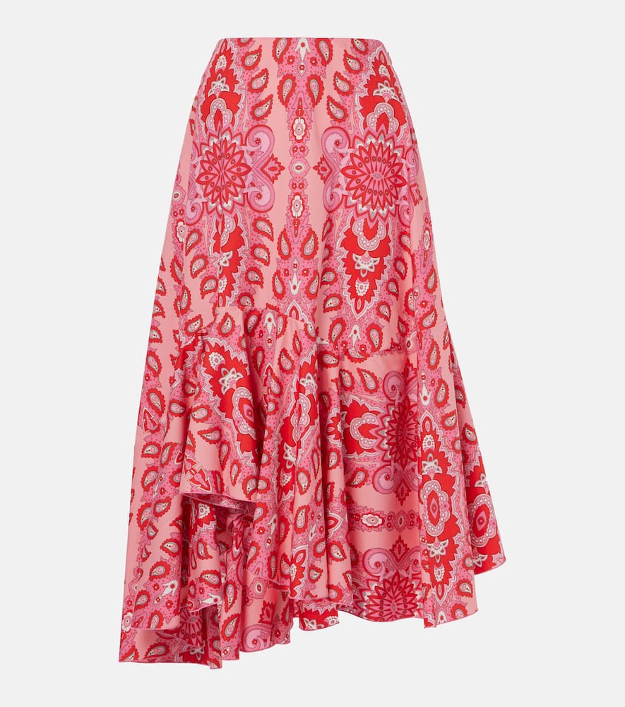 Paisley asymmetric cotton midi skirt