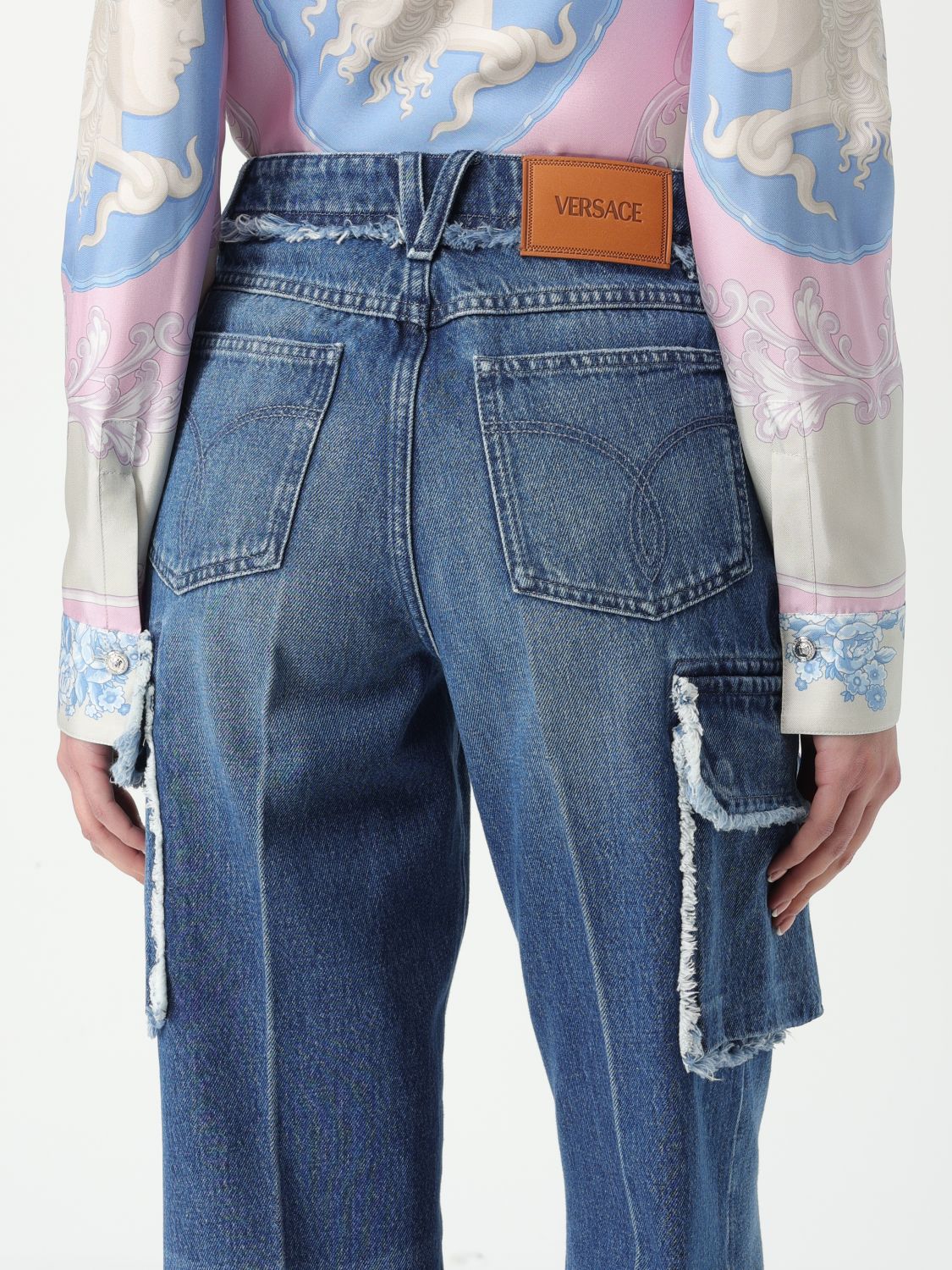 Medusa-plaque cargo jeans - Blue