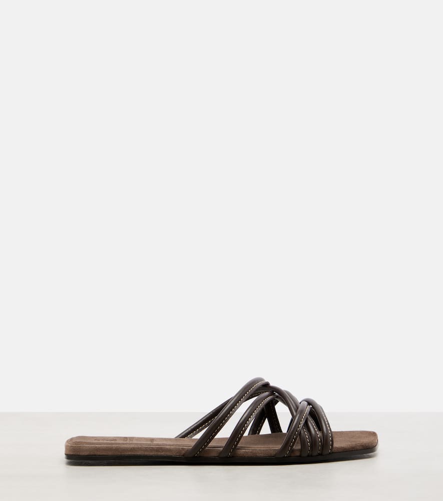 Leather slides