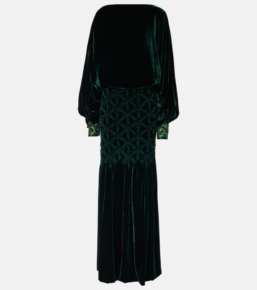 Genevieve smocked velvet gown