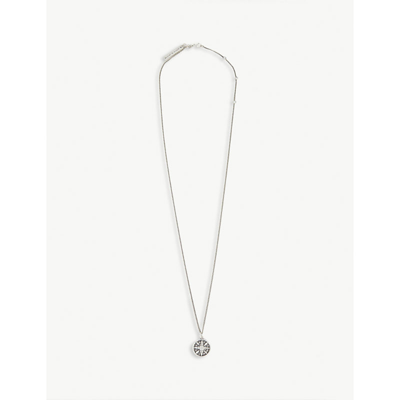 Mens Silver Compass Silver Necklace