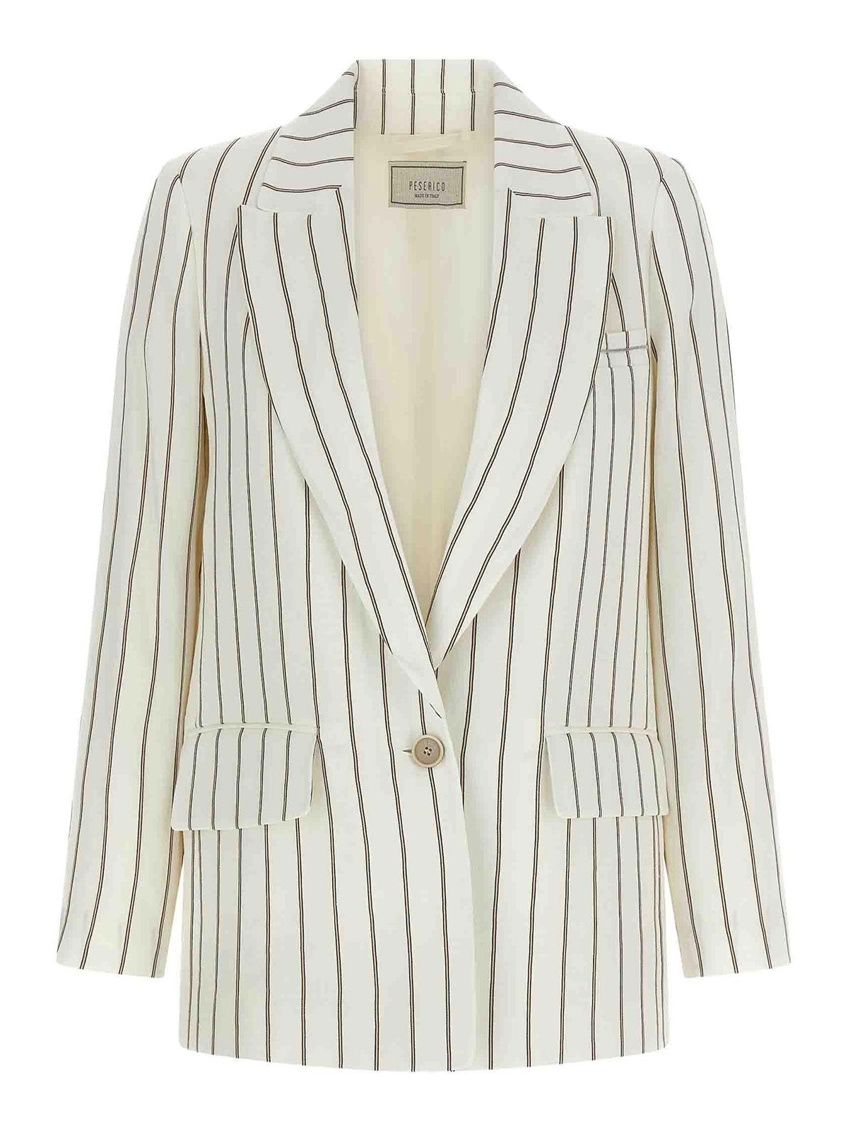 Pinstripe Twill Blazer Blazers White