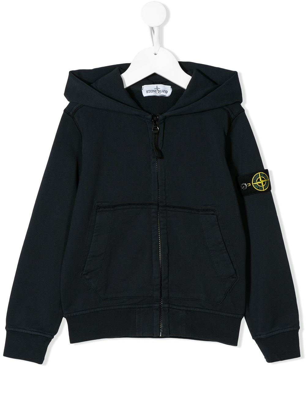 Stone Island Junior zip-up logo patch hoodie - Blue
