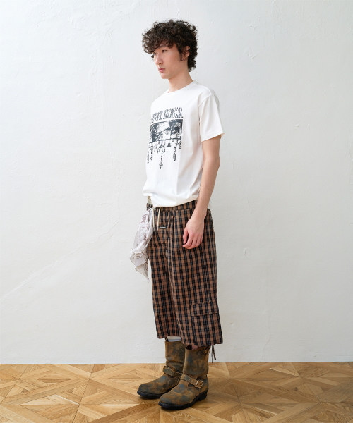 LAYERED CHECK CARGO SHORTS BROWN