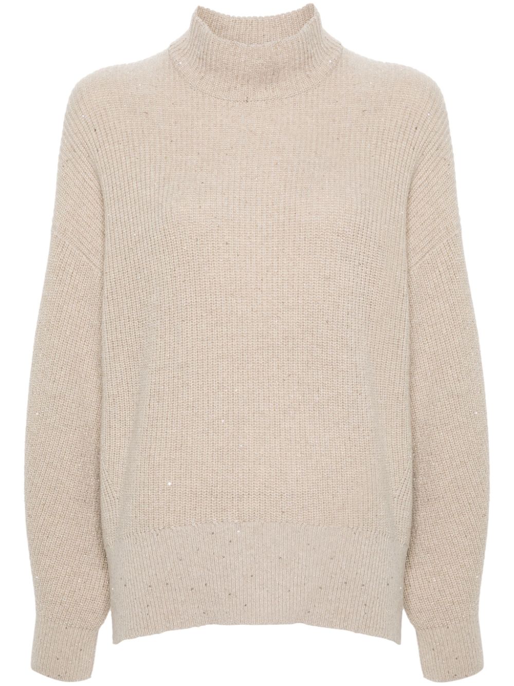 Sequined high-neck jumper - Neutrals