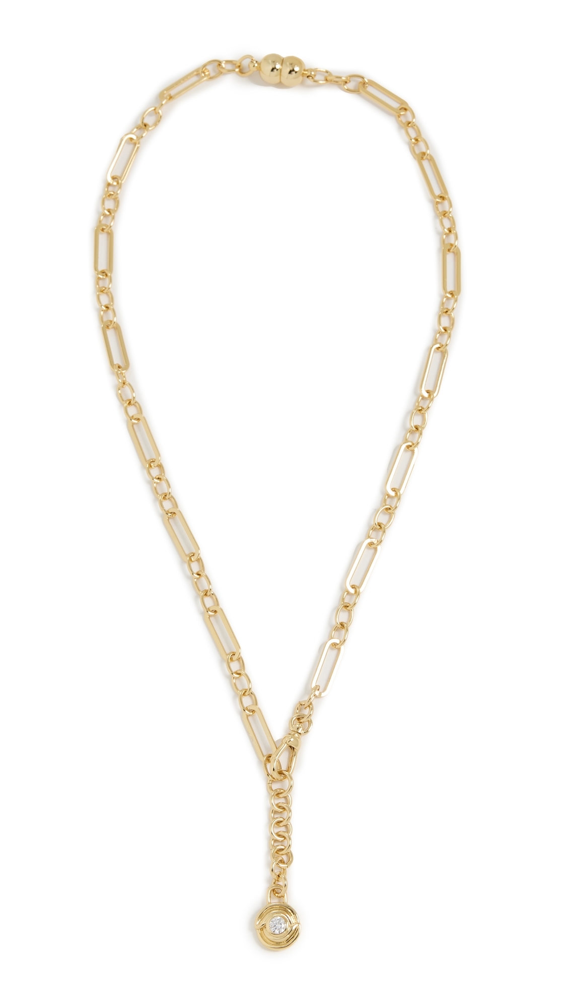 Luv Aj Wave Bezel Lariat Necklace Gold One Size
