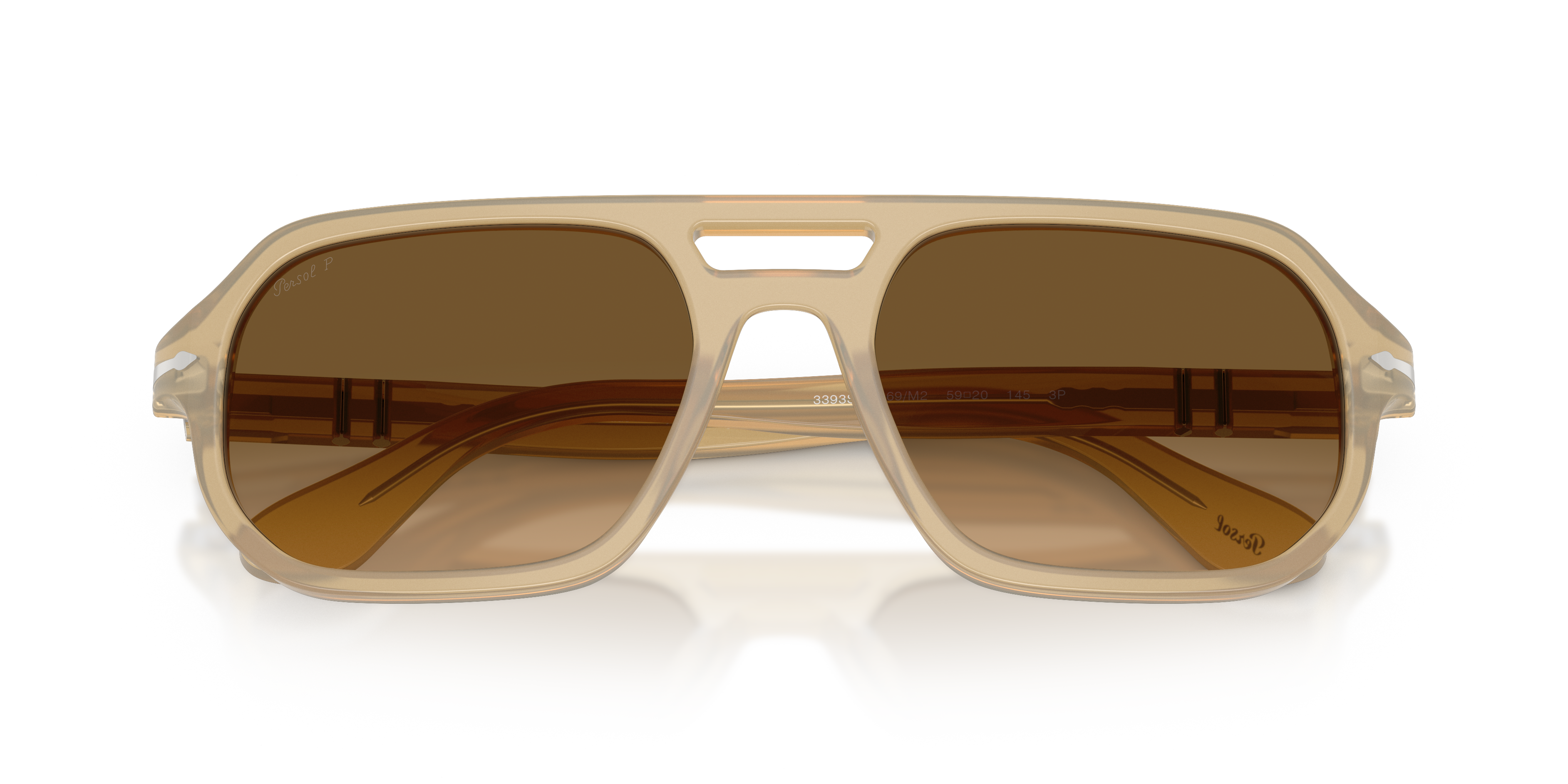 Persol Unisex Persol PO3393S GUIDO 1169M2 Sunglasses Acetate Brown Brown Pillow Polarized Nuanced