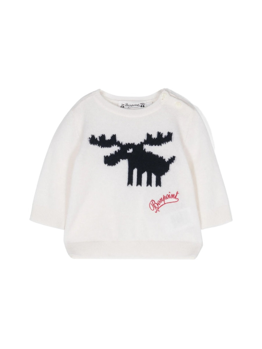 Babies White Graphic Sweater