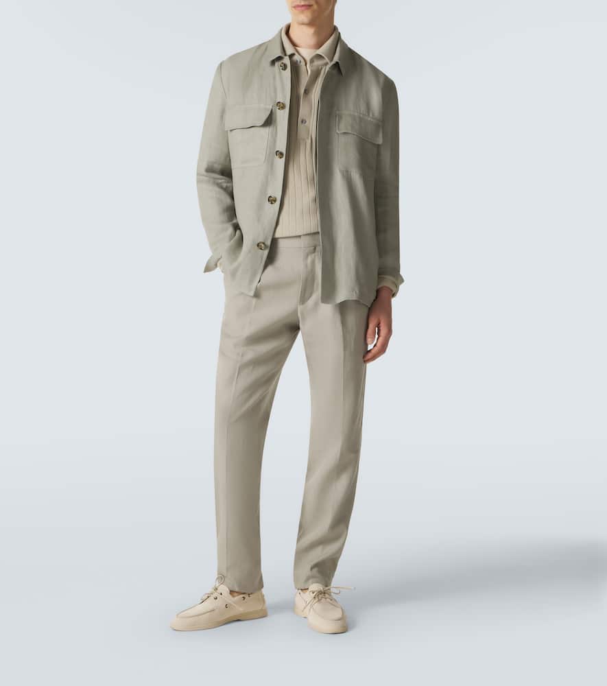 Linen, cotton, and silk chinos
