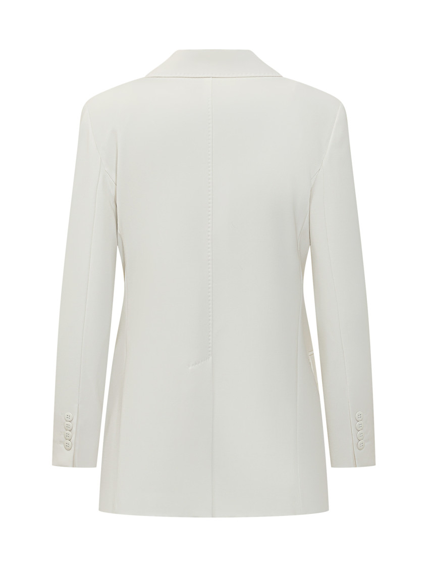 White Solid Notched Lapel Blazer
