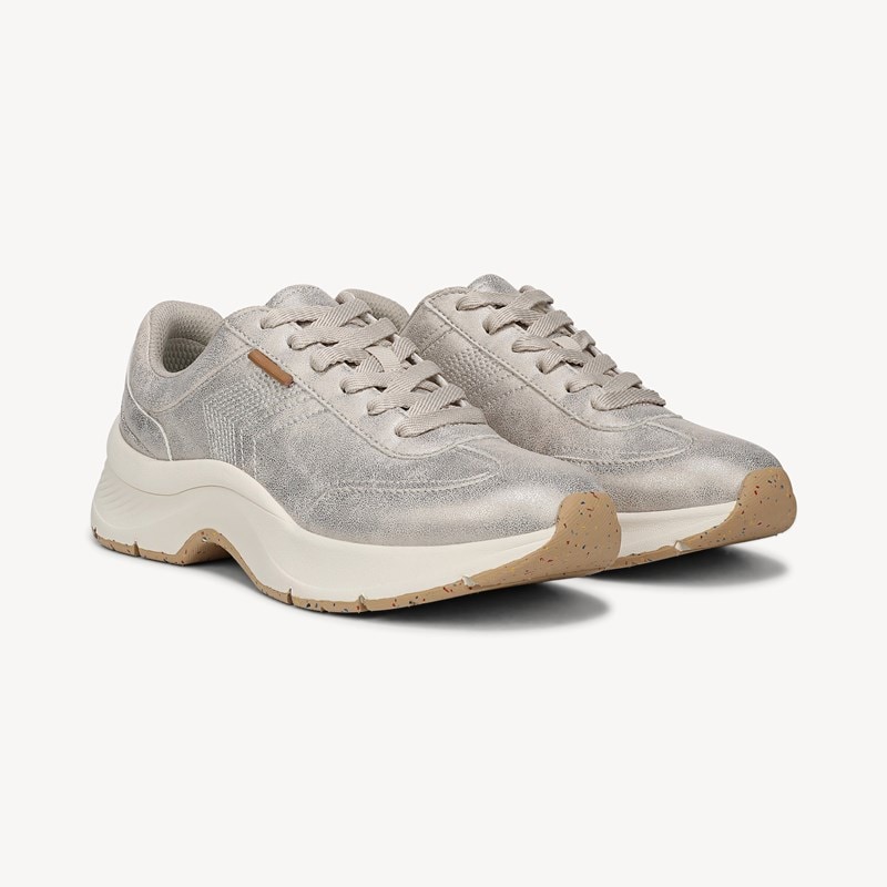 Women's Walk Mode Sneaker Shoes Champagne Beige Faux Leather DRSCH
