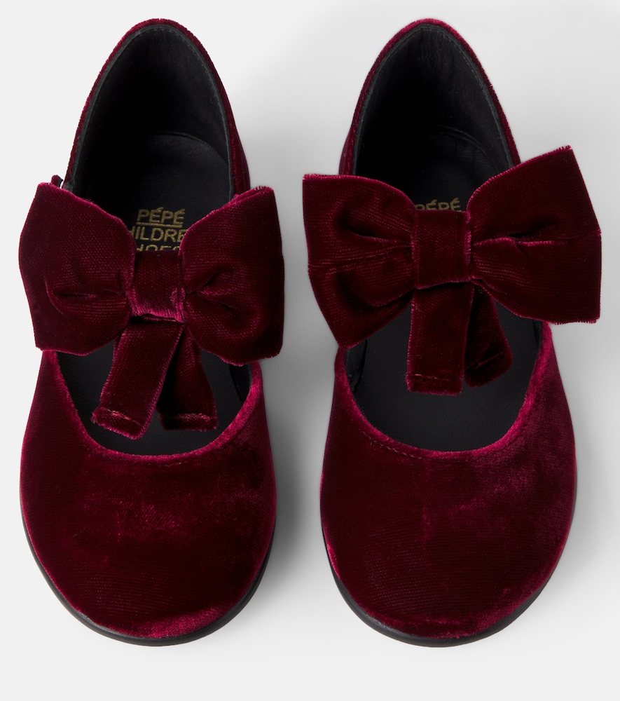 PèPè Bow-detail velvet ballet flats