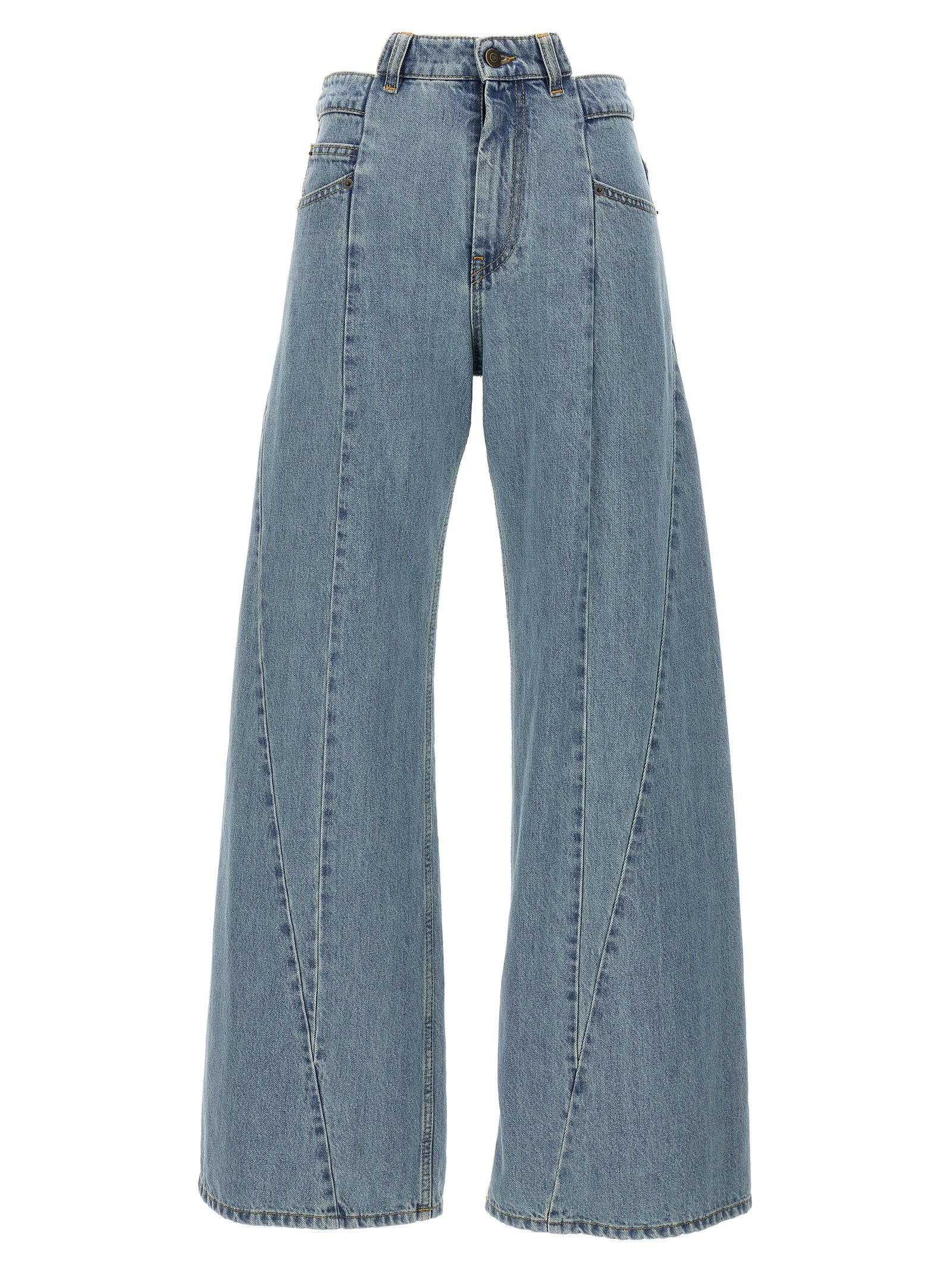 Asymmetrical Cotton Jeans — Blue