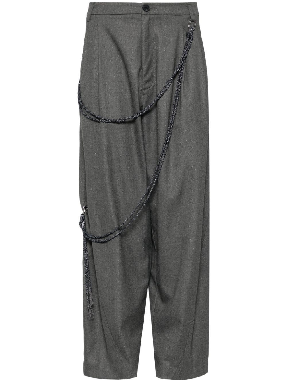 Chain adorned wide-leg trousers - Green