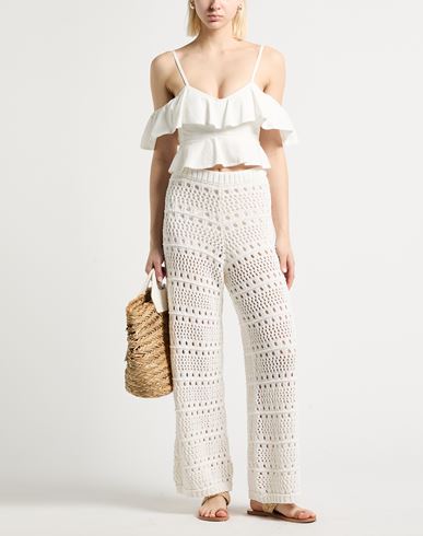 Easy Woman Pants White Size 6 Cotton