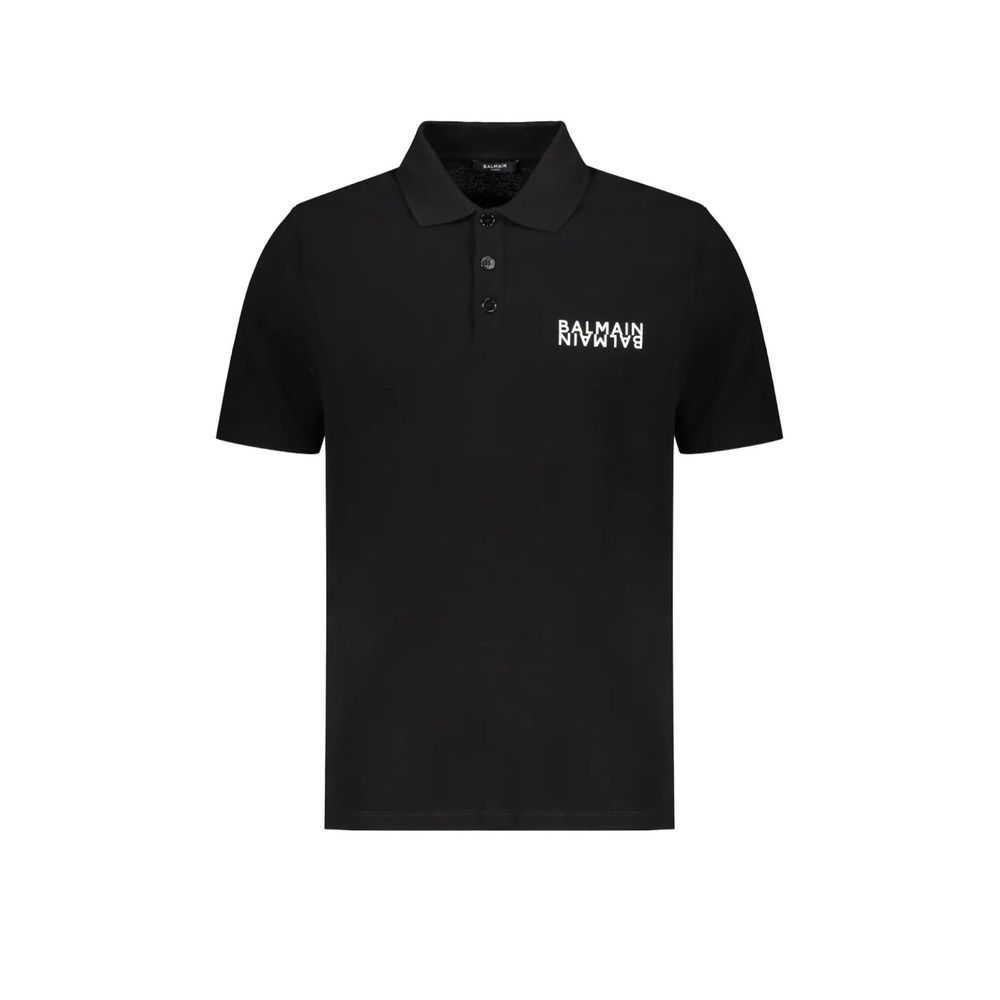 Logo-Embroidered Cotton Polo Shirt — Black