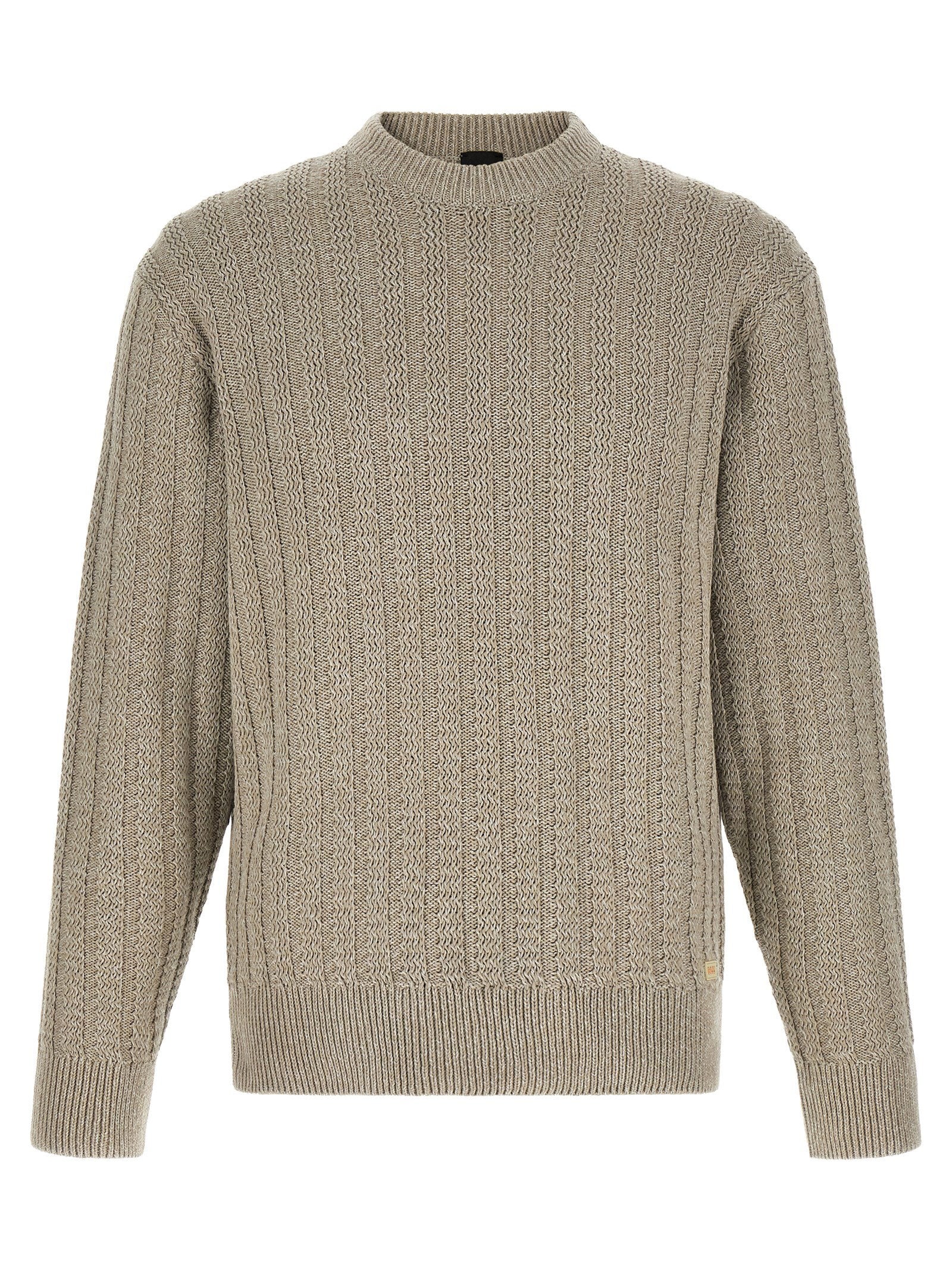 Three-Dimensional Jacquard Cotton Sweater — beige