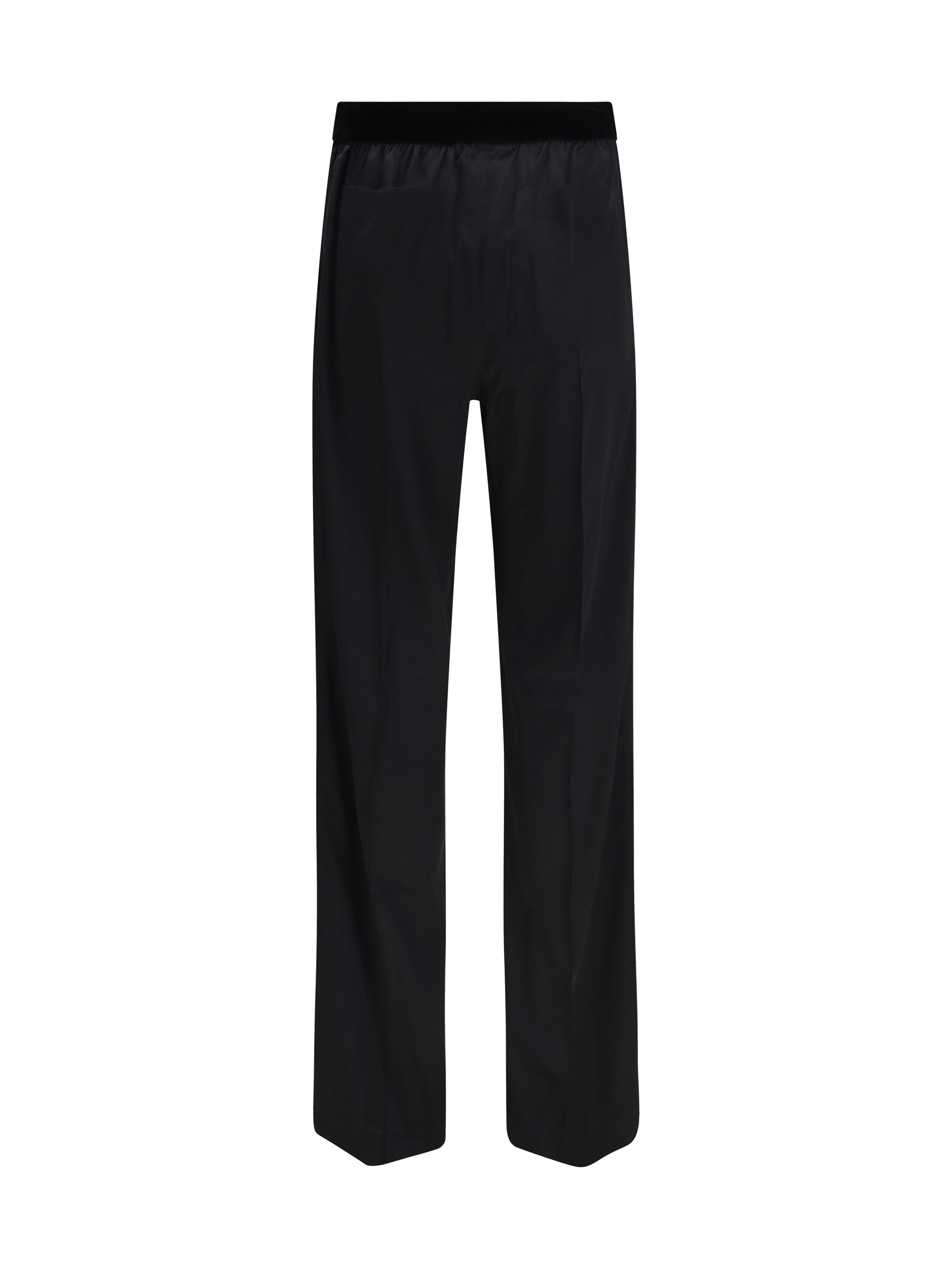 Stretch Silk Satin Trousers — Black