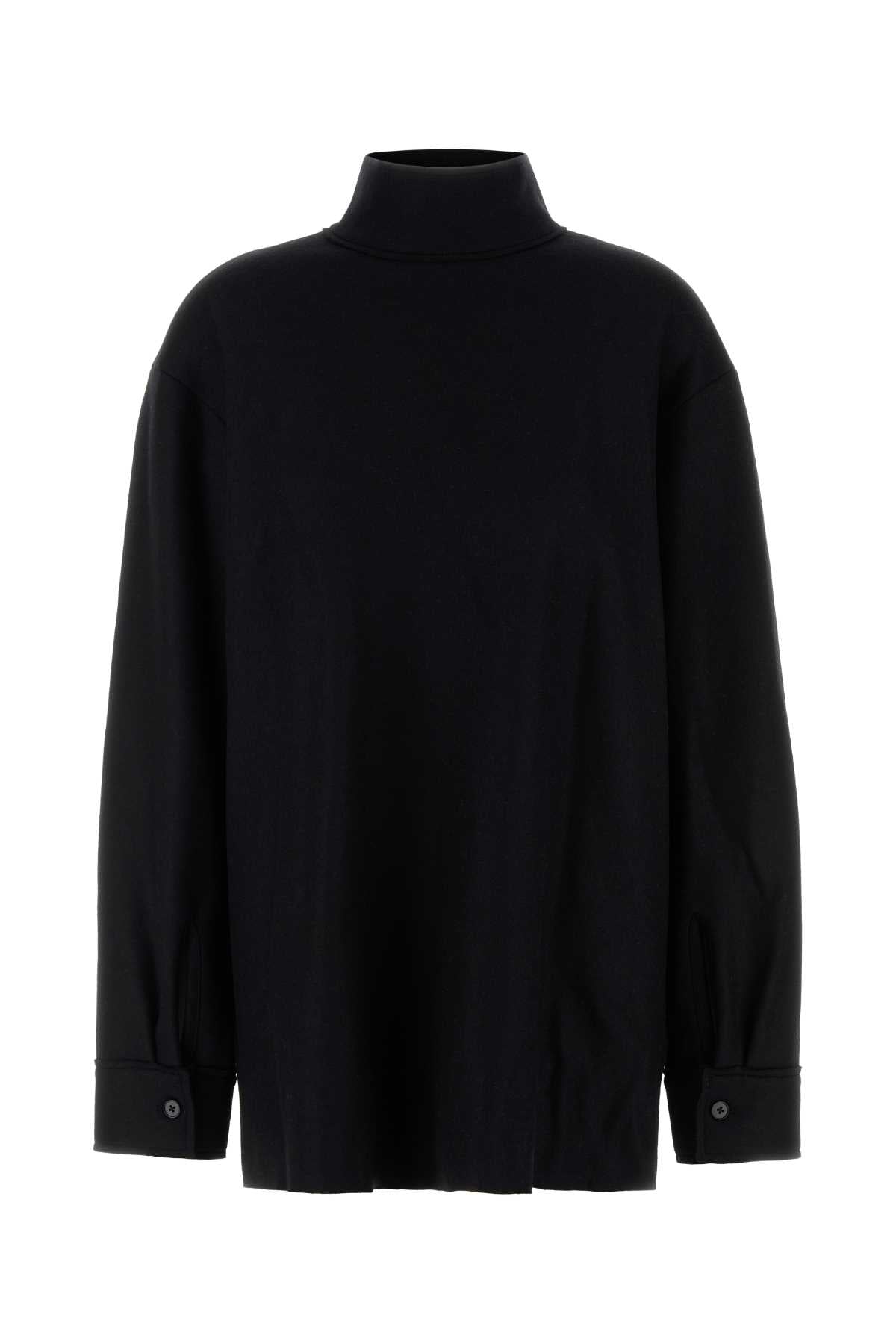 Wool Blend Turtleneck Sweater — Black