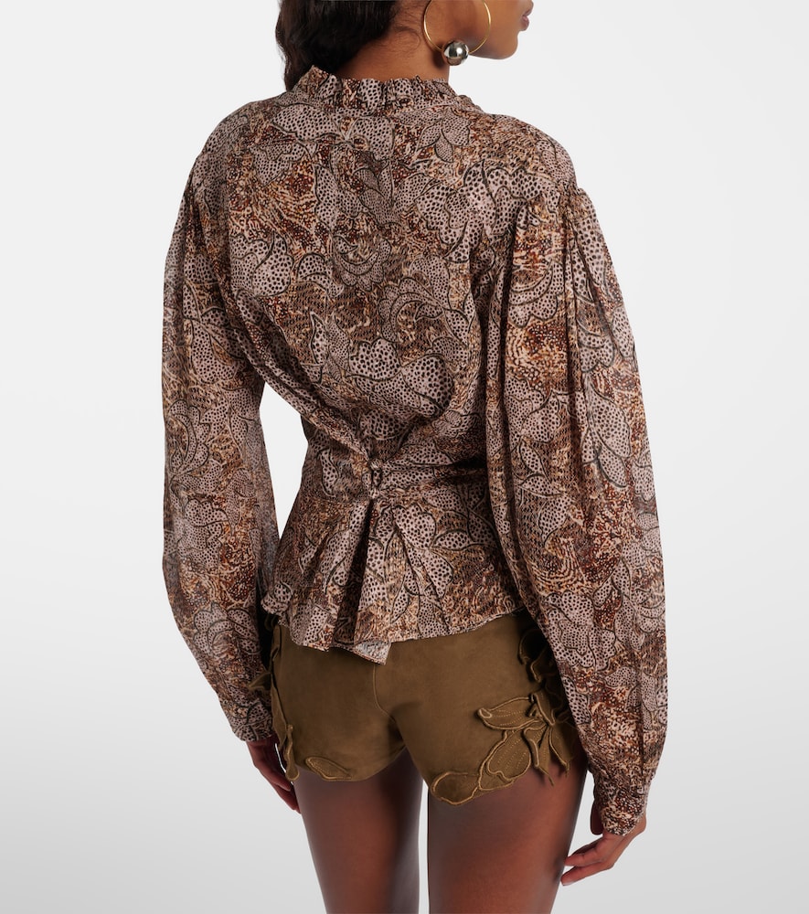 Celeny printed cotton voile blouse