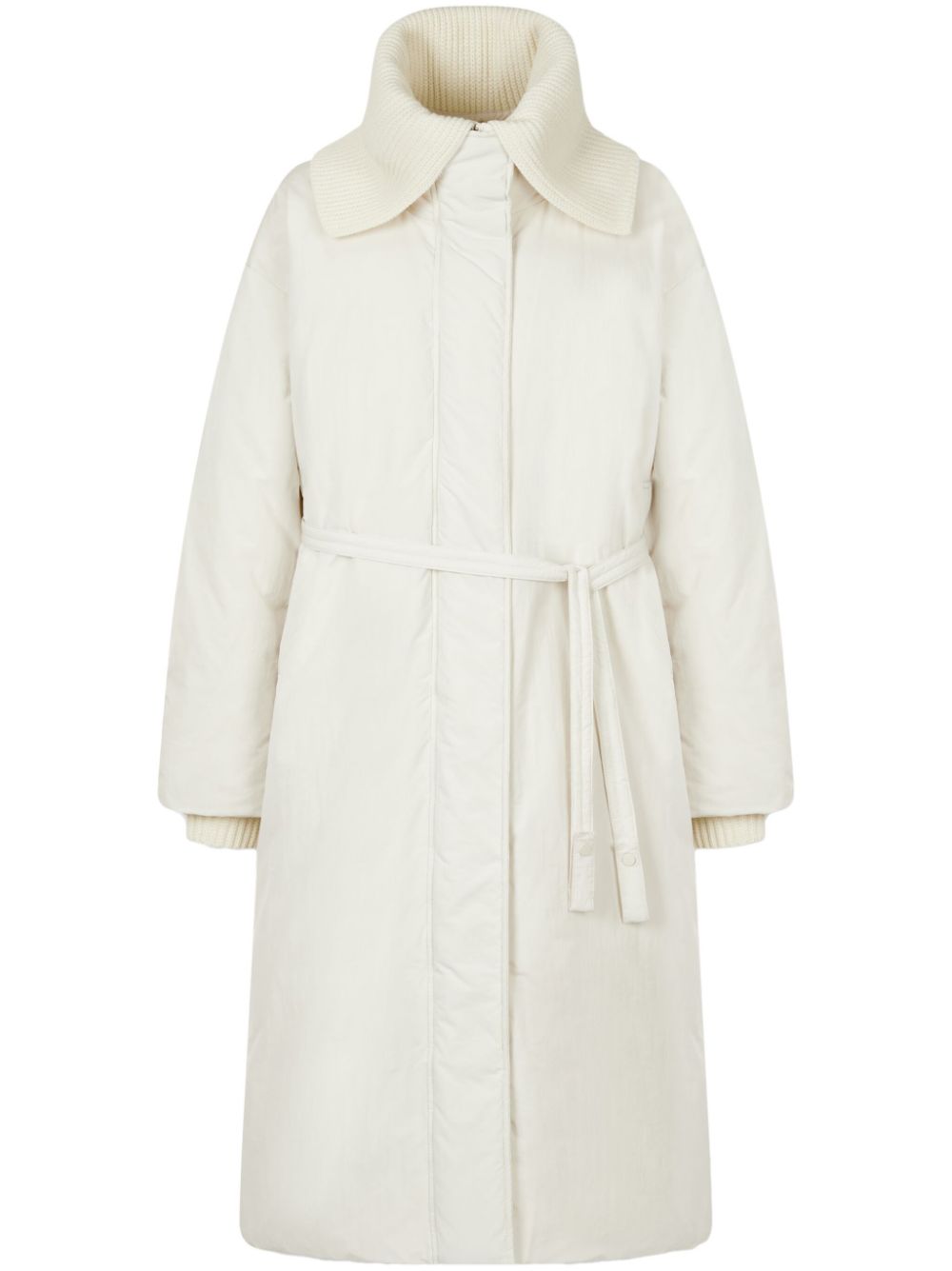 Knit-collar down coat - White