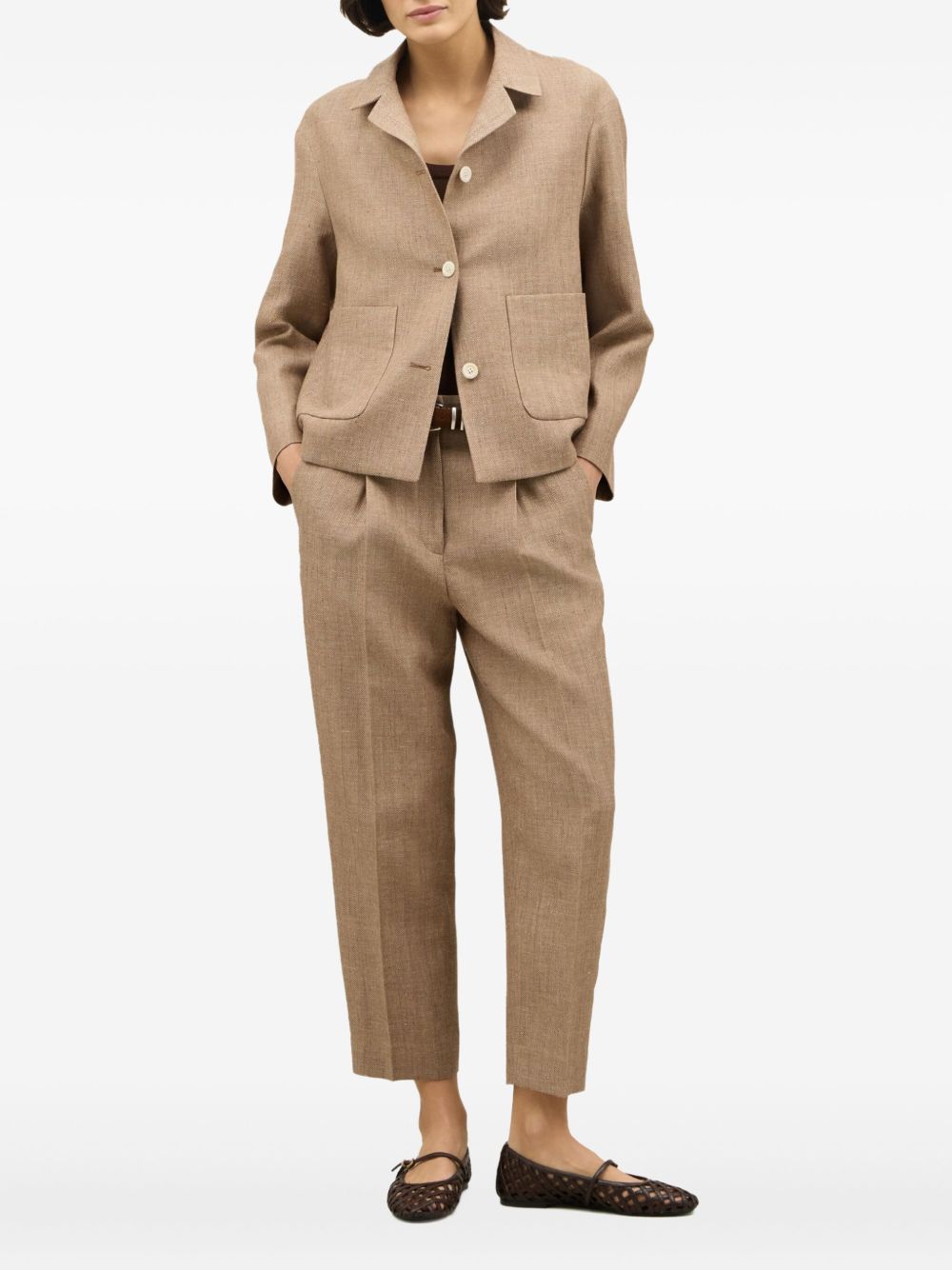 Boglioli linen-blend blazer - Brown