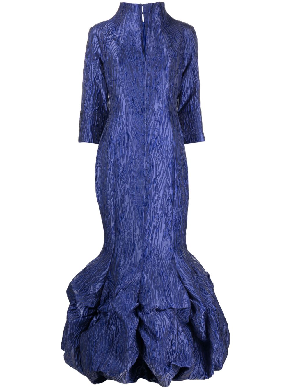 Entrance puffball-hem jacquard gown - Blue