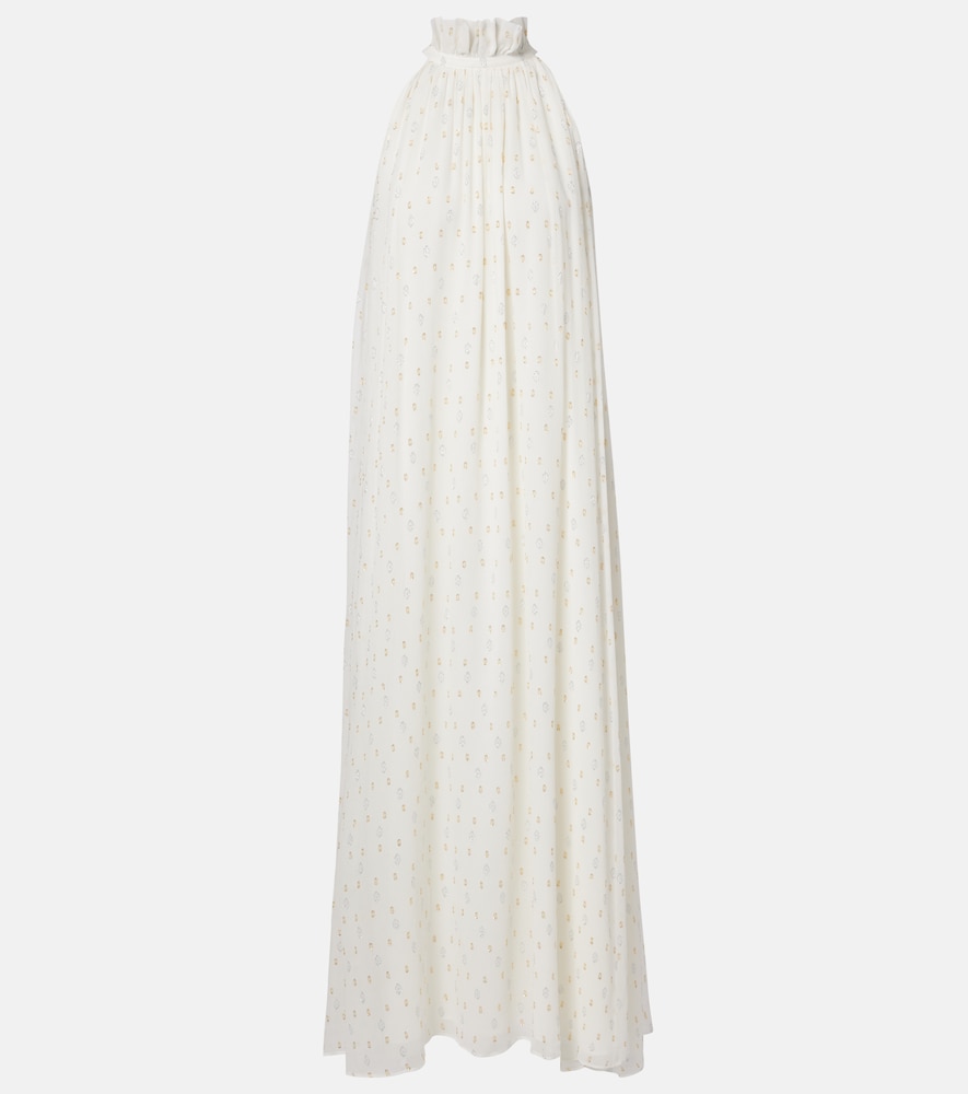 Polka-dot silk-blend maxi dress