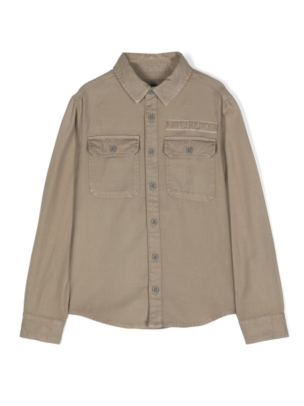 Logo-patch cotton shirt - Green