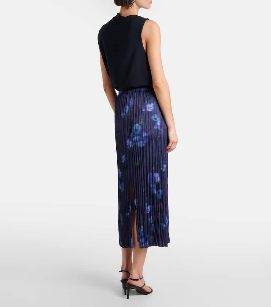 Poppy Blur plissé midi skirt