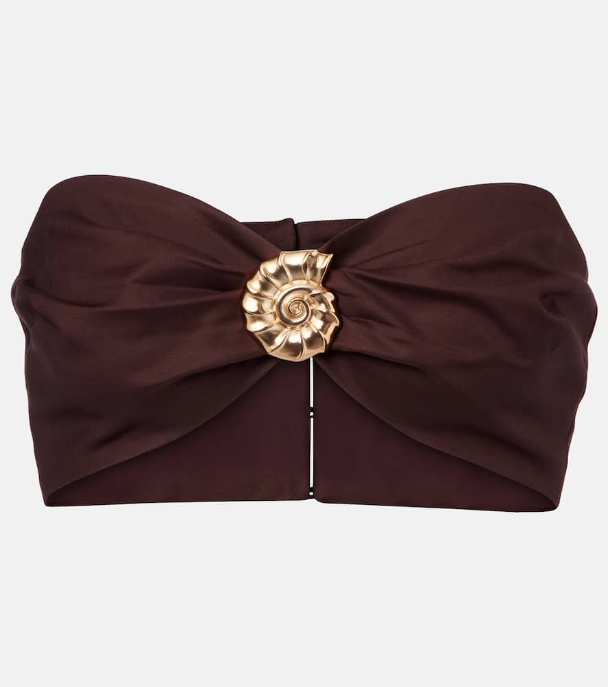 Adriana Degreas Embellished cotton-blend bandeau top
