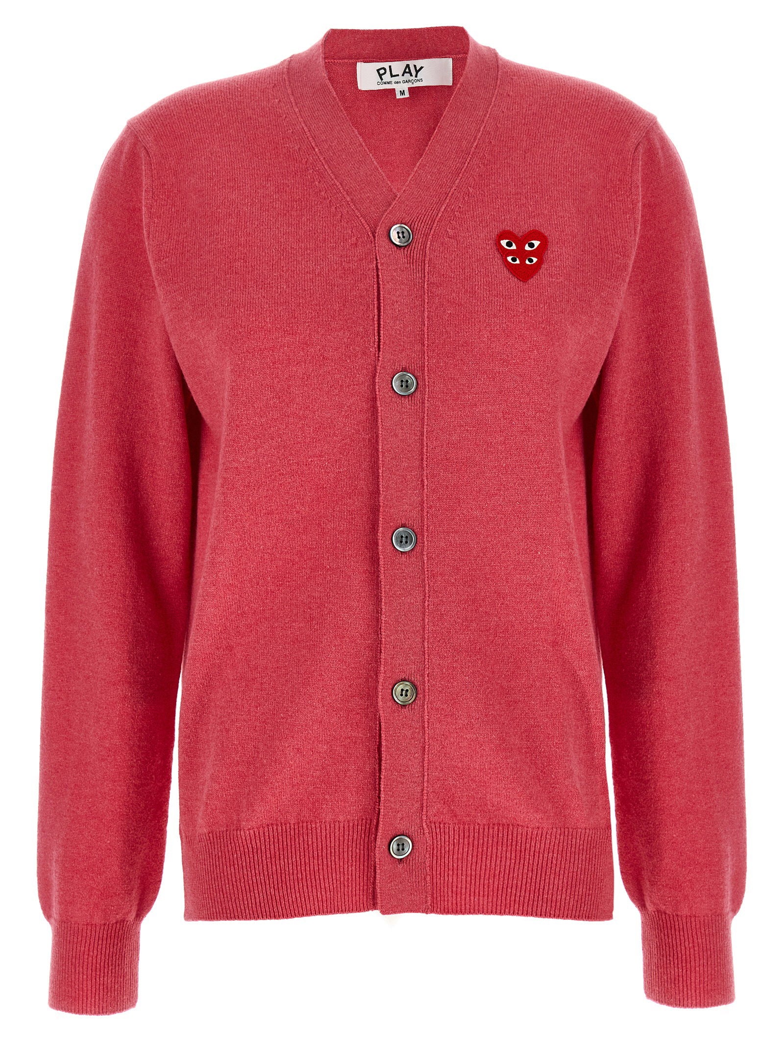 Wool Mélange Double Emblem Cardigan — Red