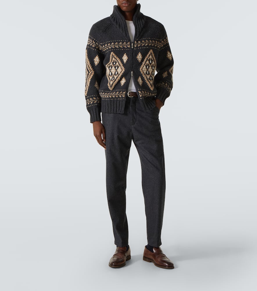 Pleated virgin wool straight pants