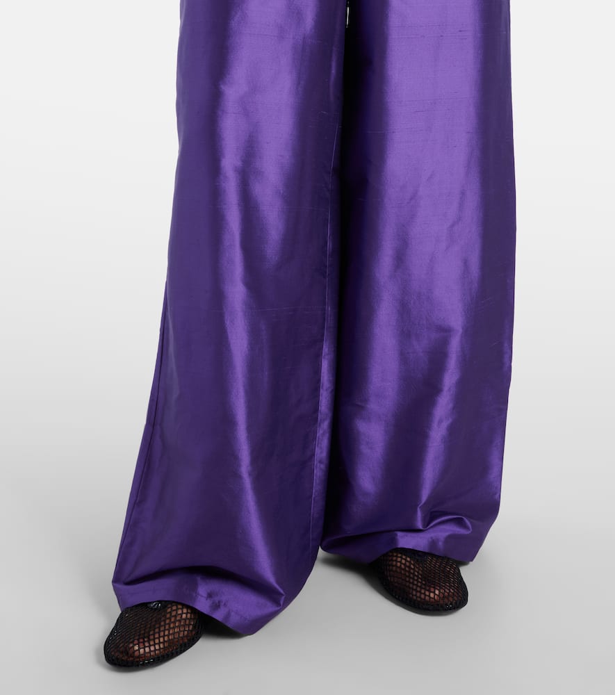 Avio high-rise silk satin wide-leg pants