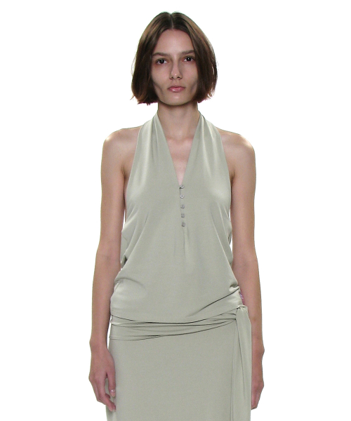 PWC Button-Up Jersey Halter Neck Top
