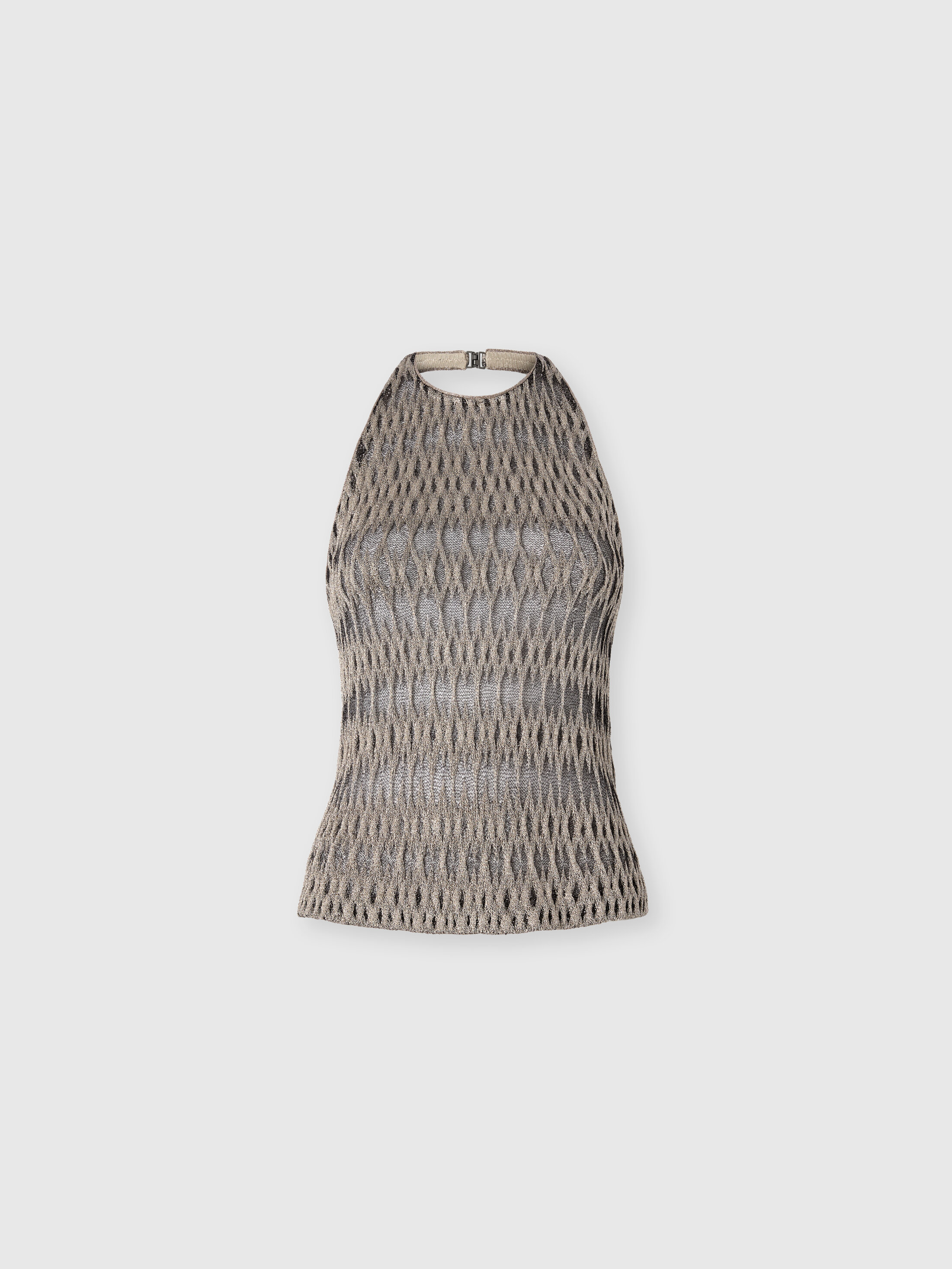 Missoni - Top in misto viscosa 3D a rombi con scollatura all'americana, Donna, Verde& Marrone