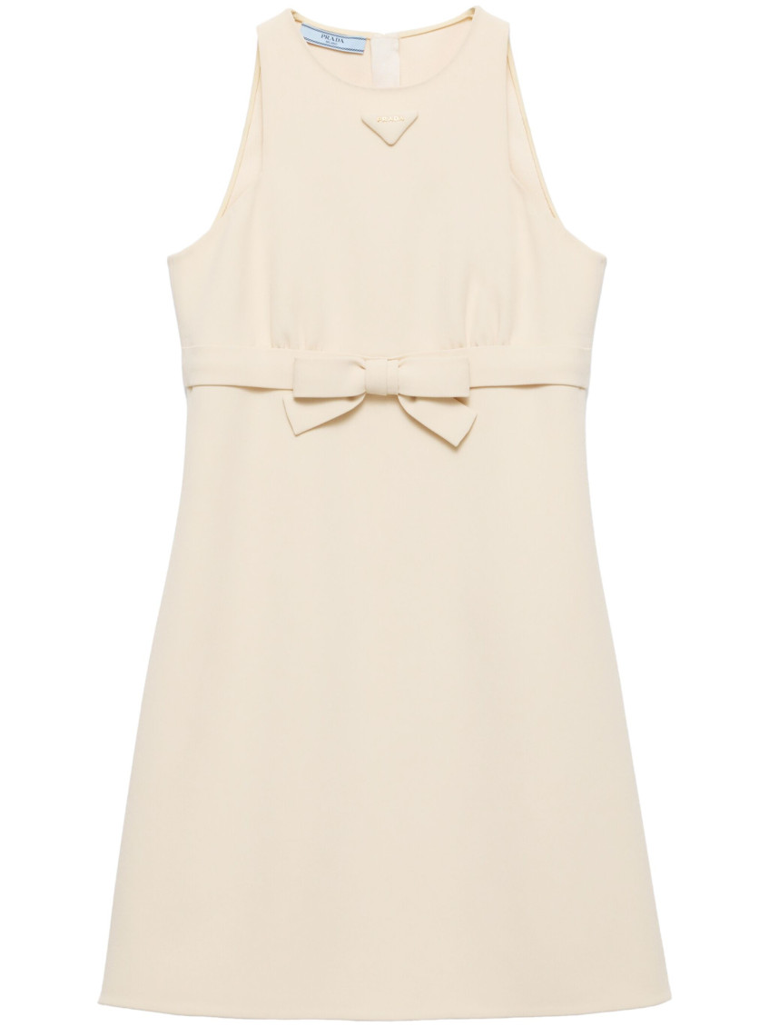 Beige Bow Detailing Short Dress
