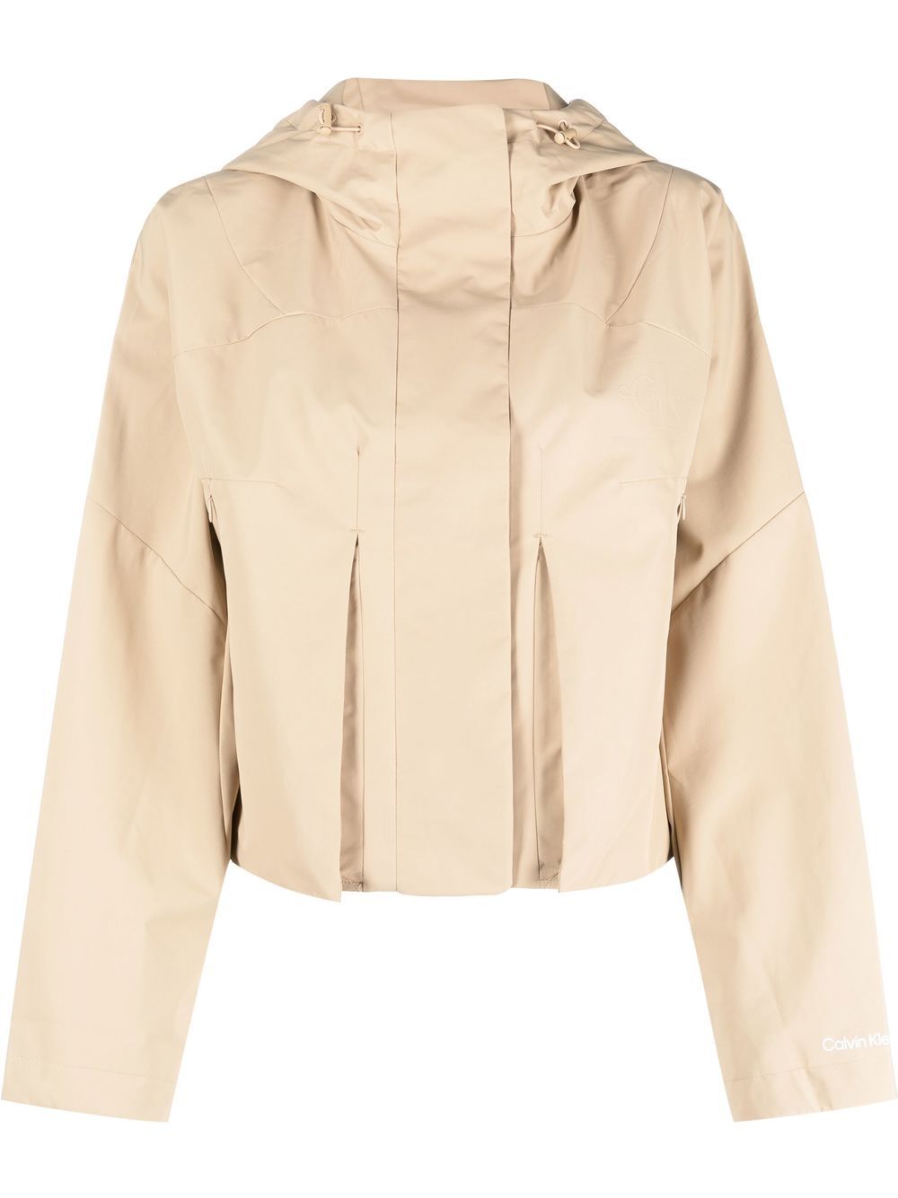 Drawstring-hood rain jacket - Neutrals