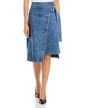 Denim Wrap Midi Skirt