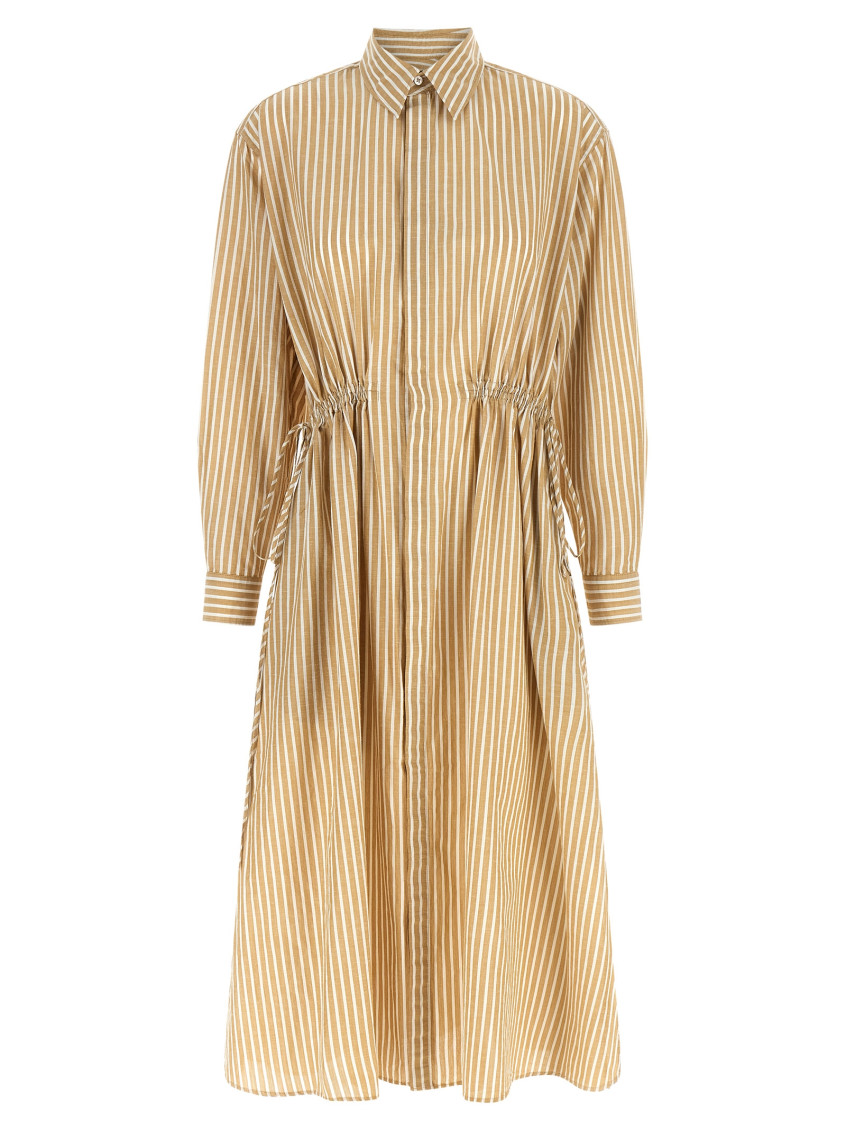 Light Brown Stripes Shirt Dress