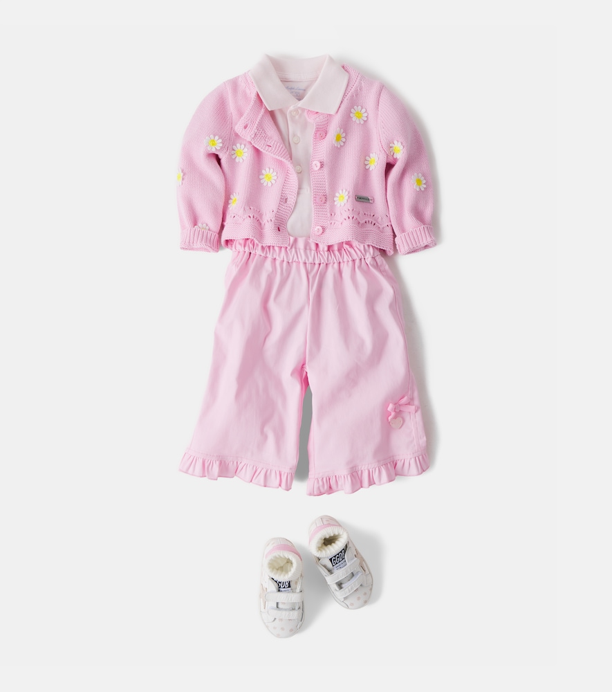 Baby ruffled cotton-blend pants